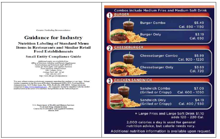 미국의 산업체를 위한 영양표시 가이드라인