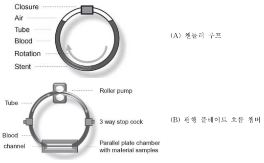 (A) 챈들러 루프 및 (B) 평행 플레이트 흐름 챔버 구조