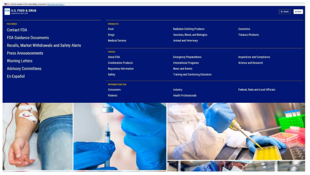 미국 FDA 홈페이지