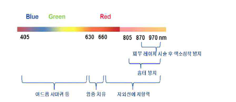 피부 질환에 따른 유효 광의 파장 분포