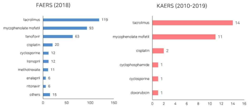 중증약인성신손상 FAERS 및 KAERS 분석 결과 요약