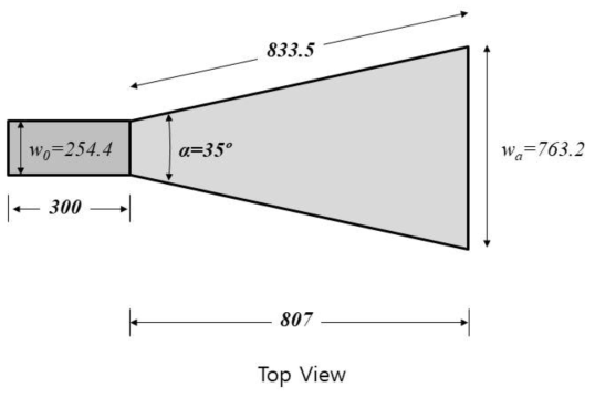 설계된 TEM 안테나의 기하학적 형상 (조감도)