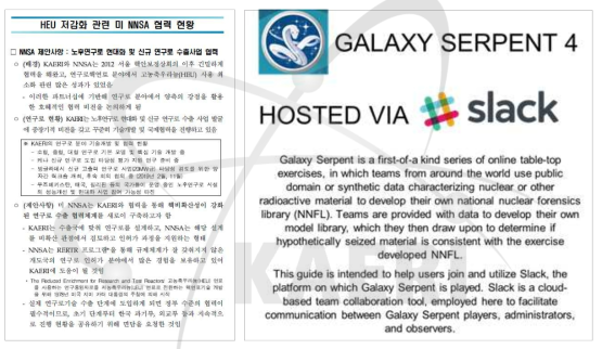 KAERI/NNSA 협력 현황 및 Galaxy Serpent 4 수행 안내서