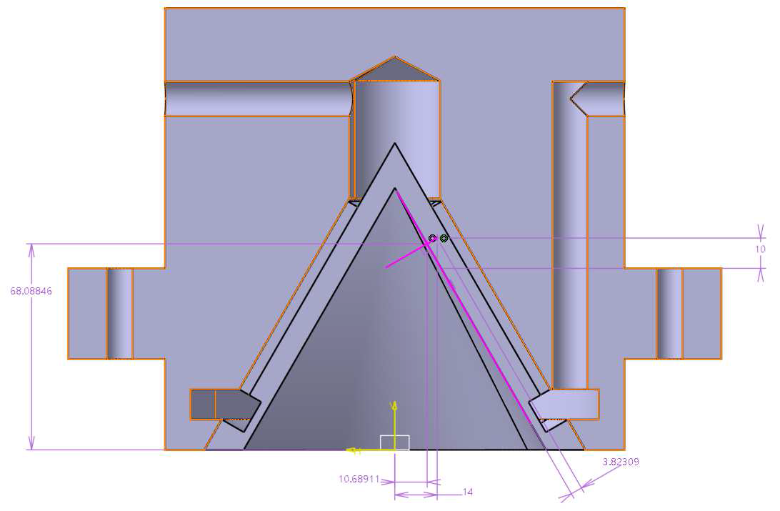 빔표적과 표적 지지대가 조립된 상태에서의 열전쌍 삽입구 제작도(2)