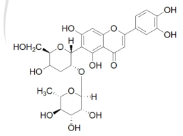CG10 (2''-O-a-L-rhamnosyl-6-C-3''deoxyglucosyl-luteolin)의 화학적 구조