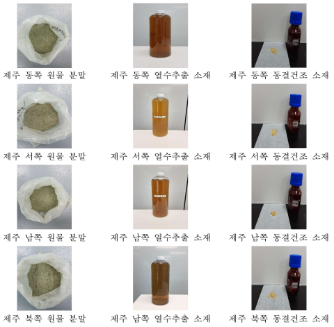 지역별 제주조릿대 소재화 결과물