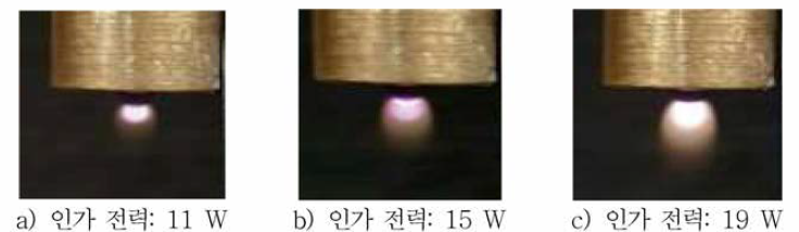 CTLR에서 발생된 인가 전력에 따라 Microwave/Plasma jet 길이