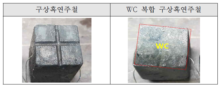 WC 적용 유무에 따른 구상흑연 주철 표면 형상