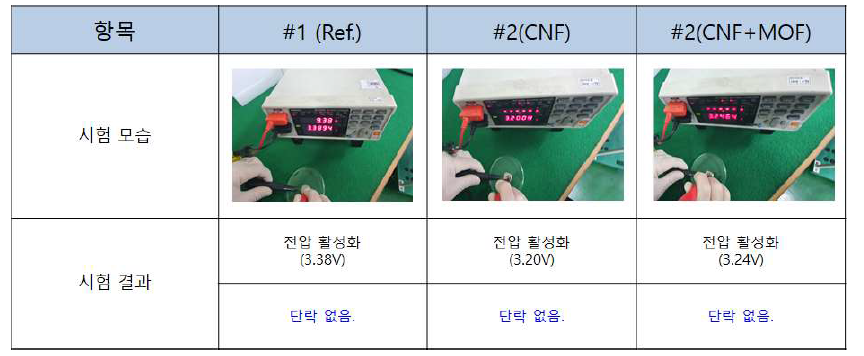 내부단락 시험 결과