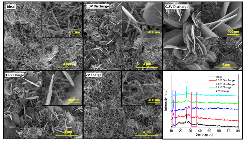 Mechanistic study of Zn-MnO2 battery using step-wise SEM and XRD of MnO2 – Cathode at different discharge rate