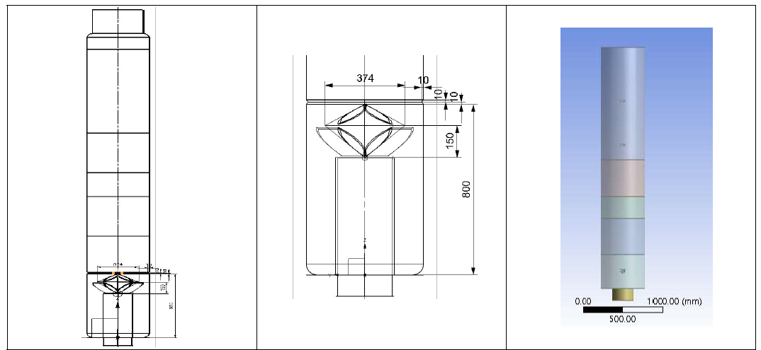 Scrubber schematic diagram and CFD 3-D geometry