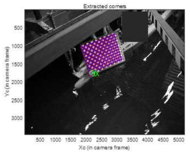 Corner detection for checker pattern calibration target (upper camera)