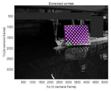 Corner detection for checker pattern calibration target (lower camera)