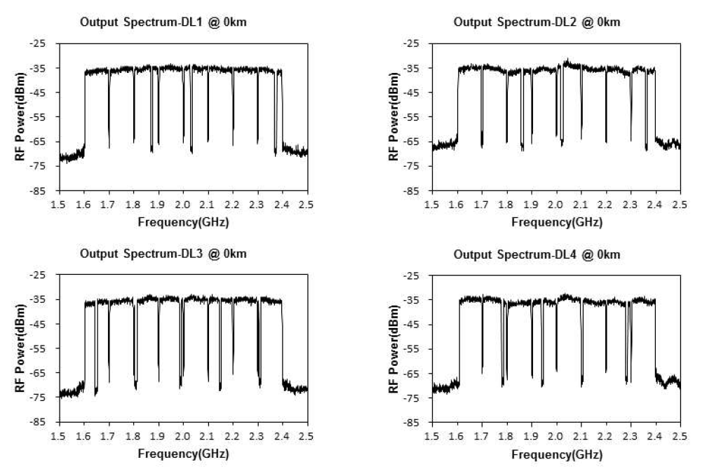 Downlink 조건에서 RDAT 출력단에서 측정된 출력 rf spectrum