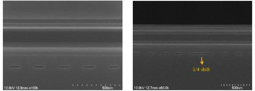 down Grating 적용된 SEM 사진 λ/4 shift Grating SEM 사진