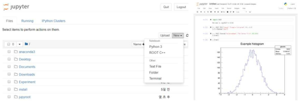 과학적 빅데이터 분석을 위한 웹 기반 주피터노트북과 ROOT, Python 환경 구성