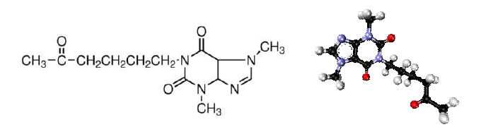 펜톡시필린의 화학적 구조로 메틸-크산틴 유도체로서 본 과제에서 기대되는 골내 세척수 후보제로 고려하였음