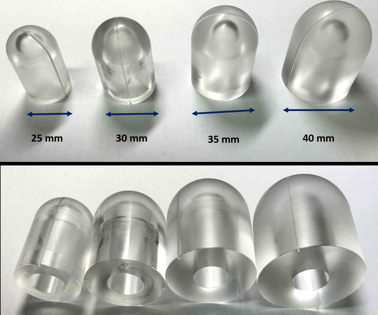 제작된 다양한 직경을 갖는 원통형 어플리케이터