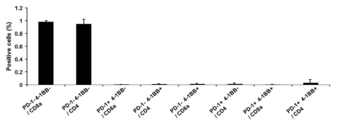 T 림프구 활성화를 4-1BB와 PD-1 발현 비율로 분석한 결과 요약