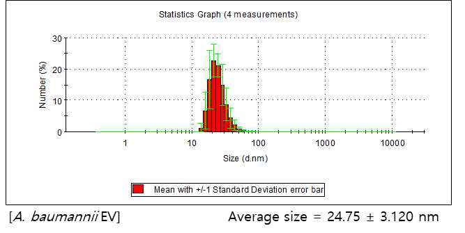 A. baumannii 유래 나노소포 size distribution