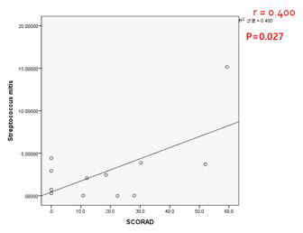 Streptococcus mitis가 SCORAD의 상관관계