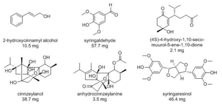Chemical structures of the compounds isolated from EtOAc-soluble fraction of the barks of Cinnamomum cassia