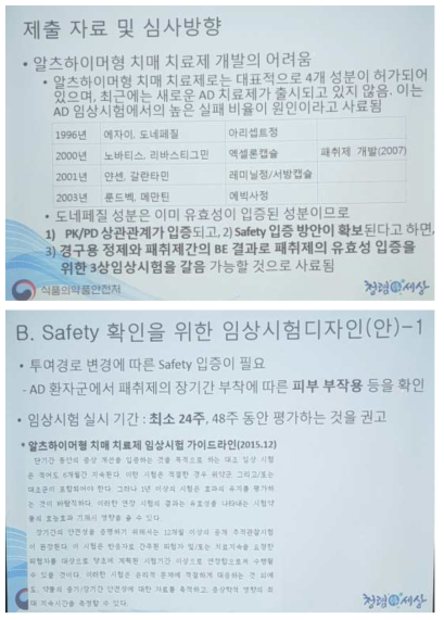 알츠하이머 치료 패치제 개발 허가사항 관련 식약처 발표 자료