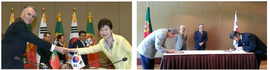 2014년 7월 14일 포르투갈 대통령의 방한시에 맺은 공동연구 국가간 MOU체결식
