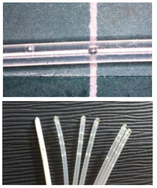 Silicone으로 구성된 초기 약물전달 카테터 완제품 모습