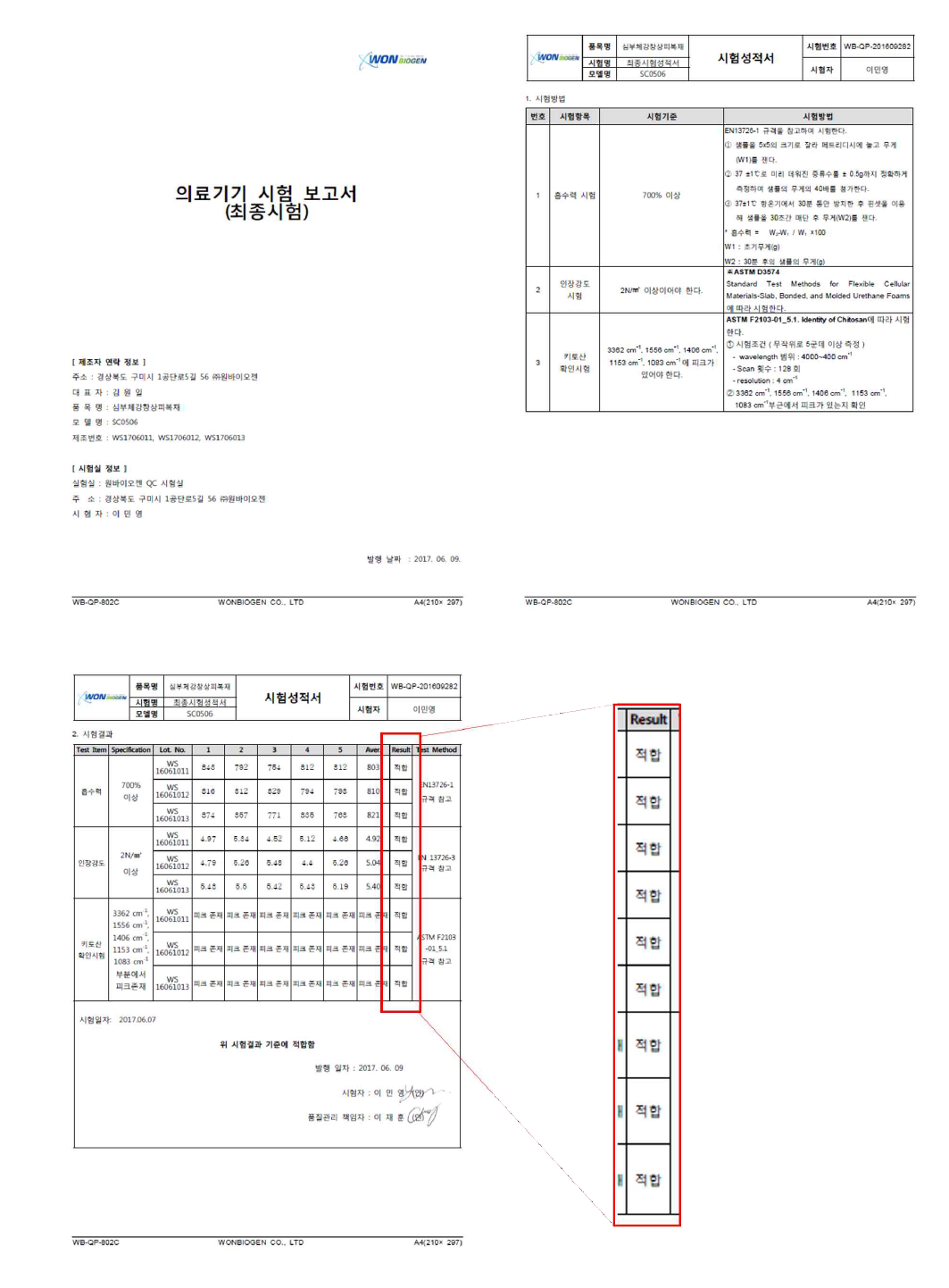 의료기기 최종시험성적서 (Lot.WS170601)