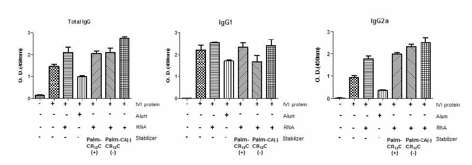 1회 면역 2주후 serum을 이용한 IgG 항체가 ELISA