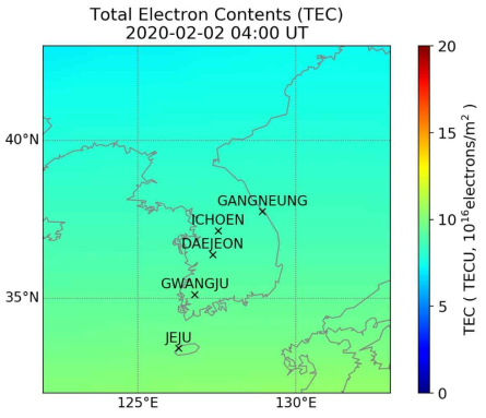 한반도 주변의 TEC 지도