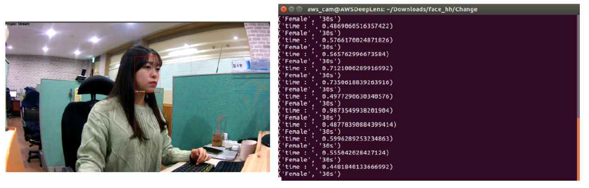 실시간 얼굴 인식 시나리오 얼굴 인식 화면
