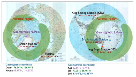 극지연구소 우주환경 관측을 위한 남북극 기지와 오로라대