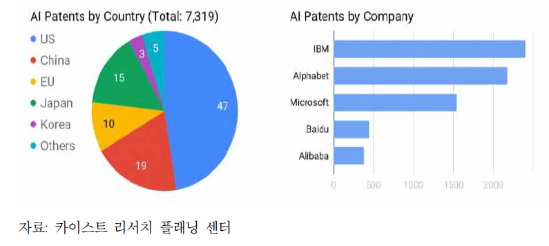 국가 및 기업의 AI 특허현황(2018)
