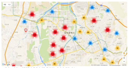 도시가스 검침원들과 함께 수집한 무선신호 및 수집 위치 정보 다음과 같다.
