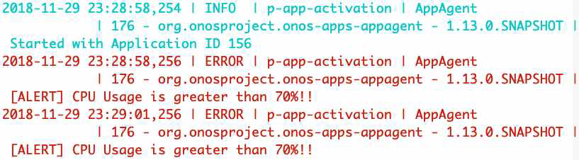AppAgent가 CPU 사용률에 대해 관리자에게 경고하는 로그 메시지