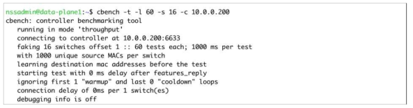 Data Plane 1에서 cbench 실행