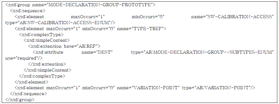 Mode Declaration Group Prototype을 위한 ARXML