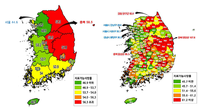 ’15년 기준, 치료 가능한 사망률 ※ 출처: 보건복지부 외(2017), “2017년 국민보건의료실태조사”