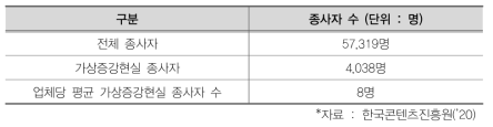 가상증강현실 산업 인력 현황 (추정)