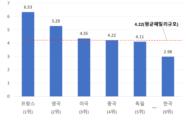 주요 국가별 특허 패밀리규모