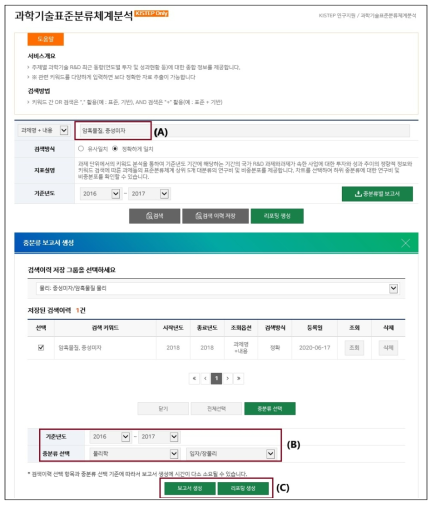 ‘과학기술표준분류체계 분석’ 서비스 활용 예시