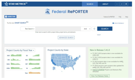 Federal RePORTER 사례 출처: Federal RePORTER 홈페이지 2020.10.27