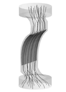 Abrasive flow machining (AFM)을 이용한 터빈 블레이드 내부 모식도