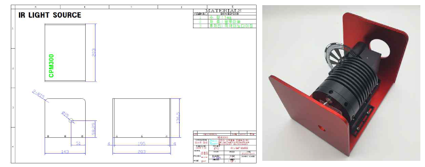 NIR/SWIR 공정진단 센서 광원부 도면 및 내부 사진