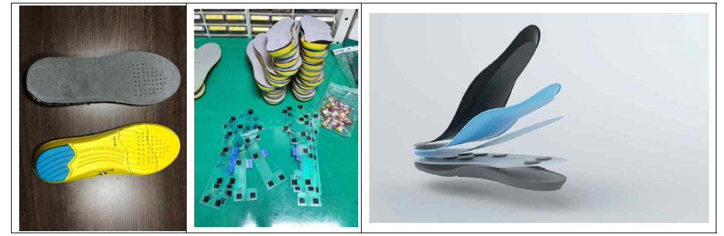 족압센서 개발 과정 FSR 압력센서를 신발 깔창에 삽입하는 과정