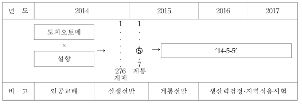 ‘아리향’ 육성 계통도