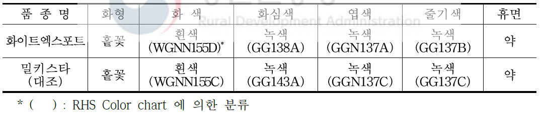 ‘화이트엑스포트’ 품종 고유특성