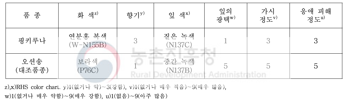 ‘핑키루나’의 고유특성